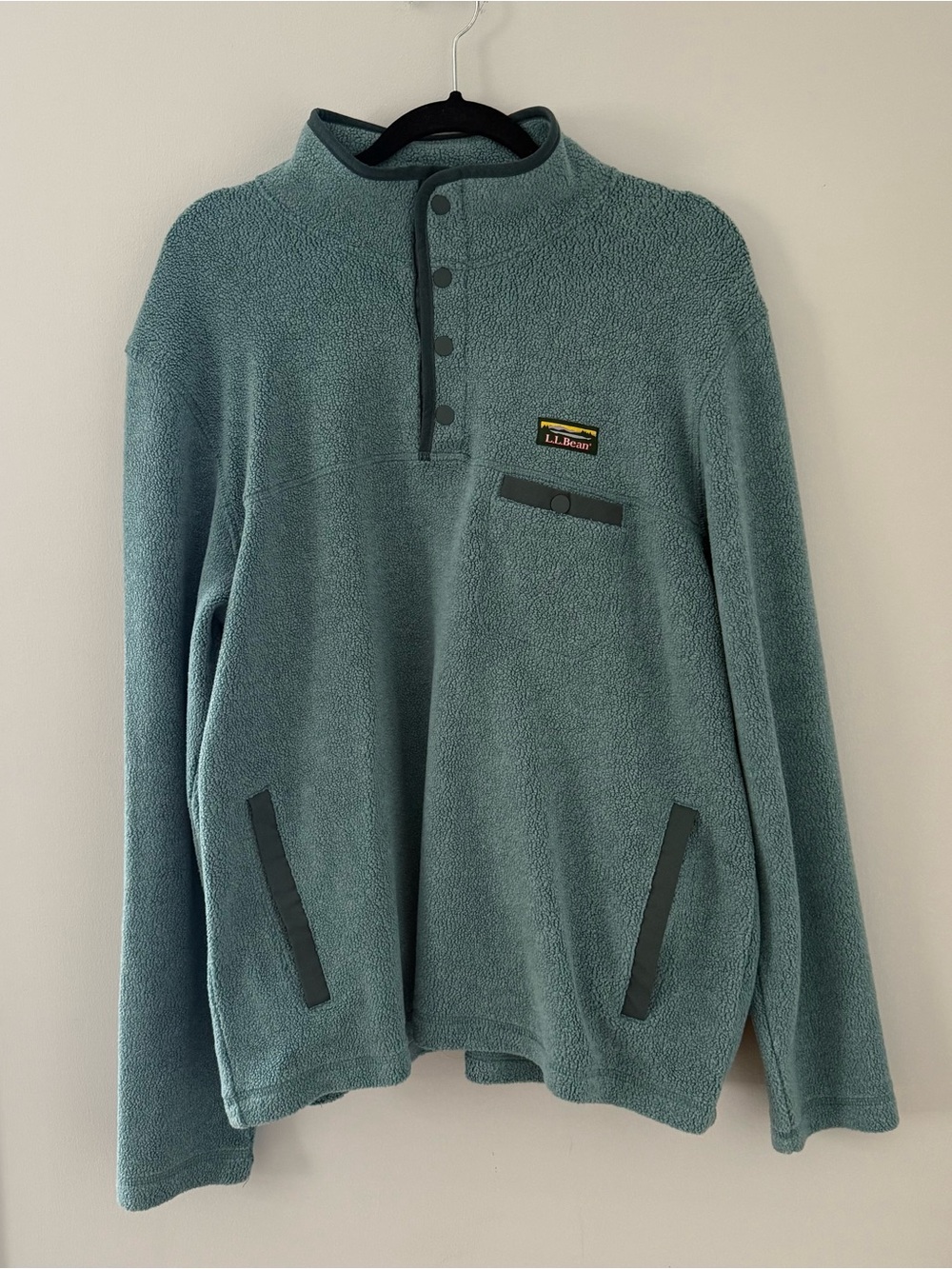 L.L. Bean Men's Teal Crewneck Snap Pullover Fleece